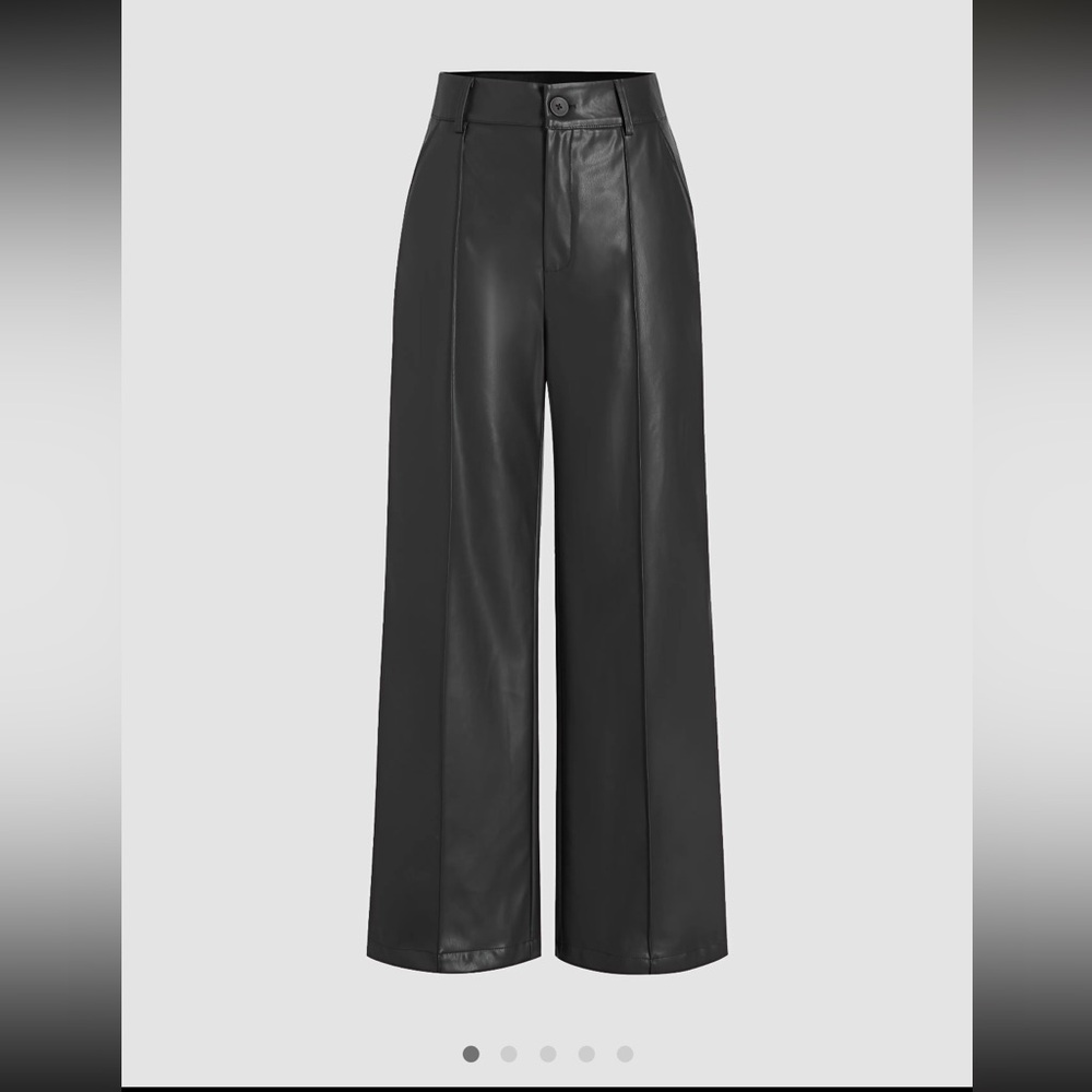 Faux Leather High Waisted Wide Leg Pants